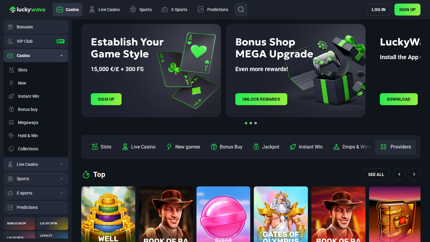 Luckywave Casino: Spielvielfalt und Startpaket